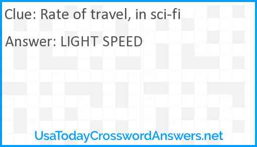 Rate of travel, in sci-fi Answer