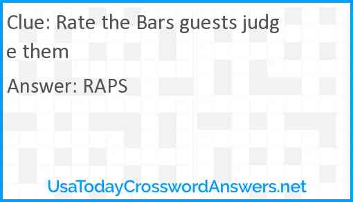 Rate the Bars guests judge them Answer