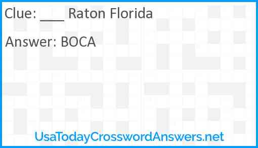 ___ Raton Florida Answer