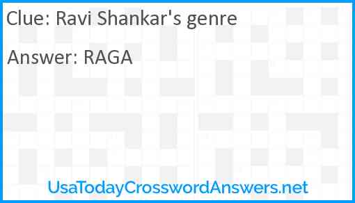 Ravi Shankar's genre Answer