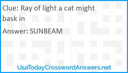 Ray of light a cat might bask in Answer