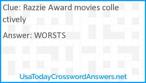 Razzie Award movies collectively Answer