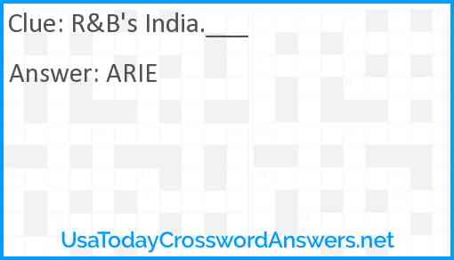 R&B's India.___ Answer