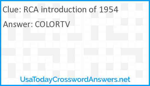RCA introduction of 1954 Answer