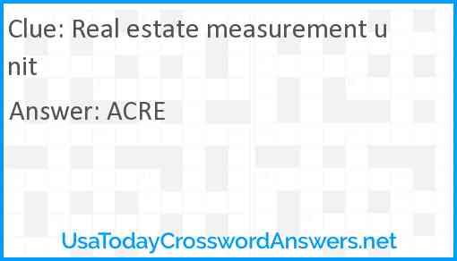 Real estate measurement unit Answer