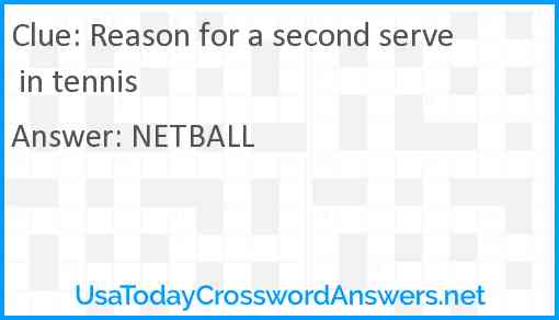 Reason for a second serve in tennis Answer
