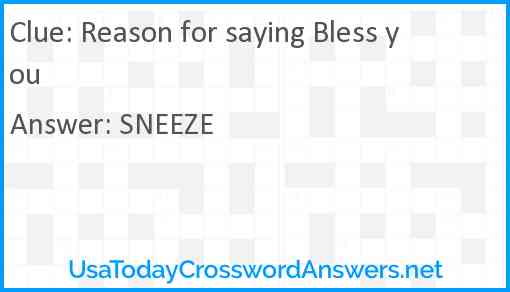Reason for saying Bless you Answer