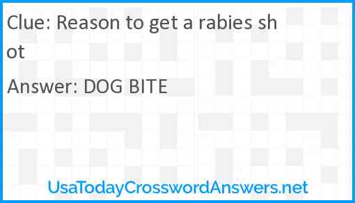 Reason to get a rabies shot Answer