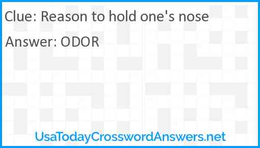 Reason to hold one's nose Answer