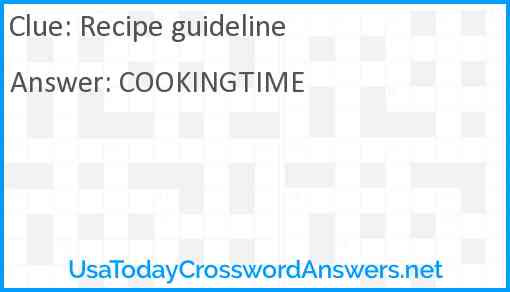 Recipe guideline Answer