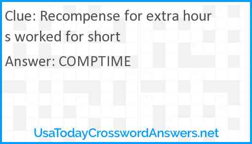 Recompense for extra hours worked for short Answer