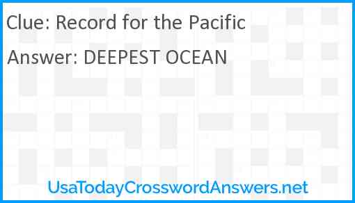 Record for the Pacific Answer