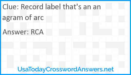Record label that's an anagram of arc Answer
