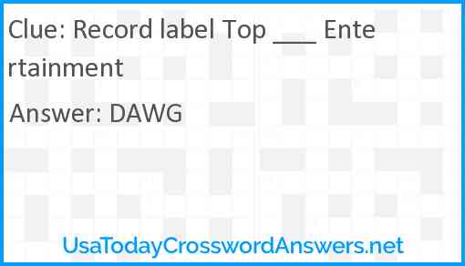 Record label Top ___ Entertainment Answer
