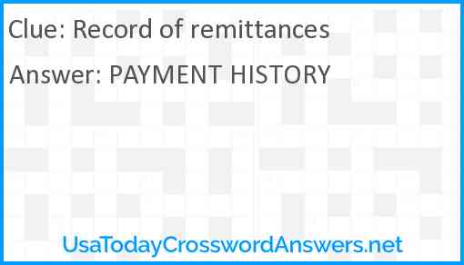 Record of remittances Answer