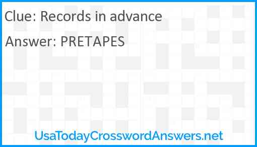Records in advance Answer