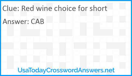 Red wine choice for short Answer