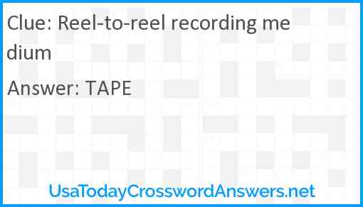 Reel-to-reel recording medium Answer