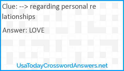 --> regarding personal relationships Answer