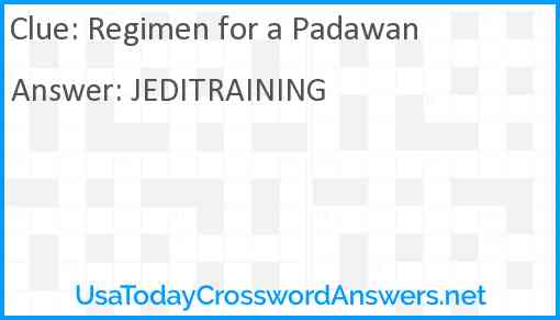 Regimen for a Padawan Answer
