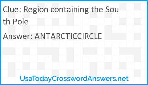 Region containing the South Pole Answer