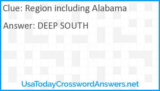 Region including Alabama Answer