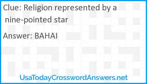Religion represented by a nine-pointed star Answer