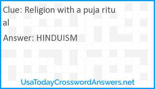 Religion with a puja ritual Answer