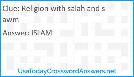Religion with salah and sawm Answer