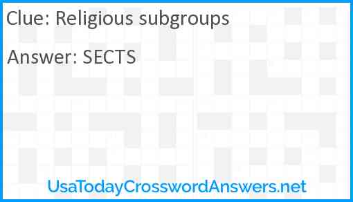 Religious subgroups Answer