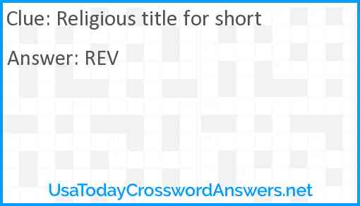 Religious title for short Answer