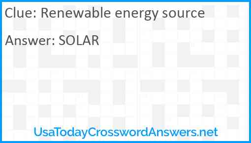 Renewable energy source Answer