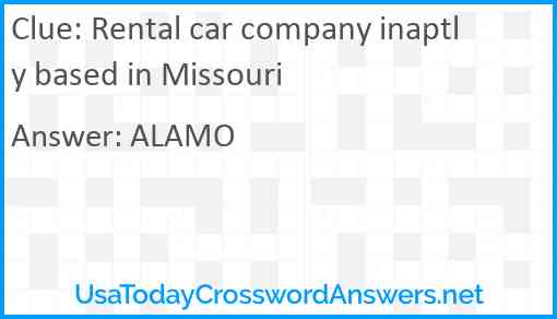 Rental car company inaptly based in Missouri Answer