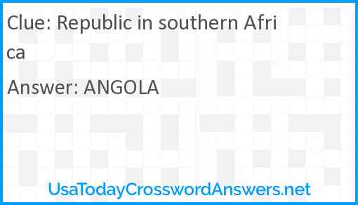 Republic in southern Africa Answer