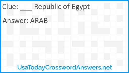 ___ Republic of Egypt Answer