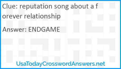 reputation song about a forever relationship Answer