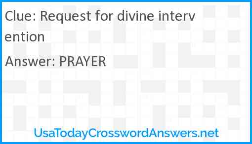 Request for divine intervention Answer