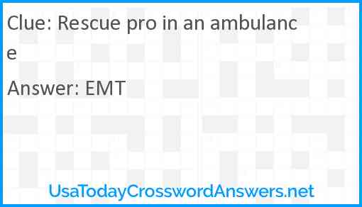 Rescue pro in an ambulance Answer