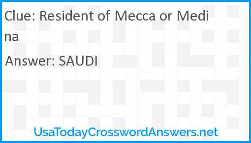 Resident of Mecca or Medina Answer