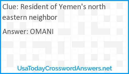 Resident of Yemen's northeastern neighbor Answer