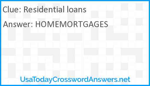 Residential loans Answer