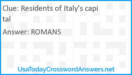 Residents of Italy's capital Answer