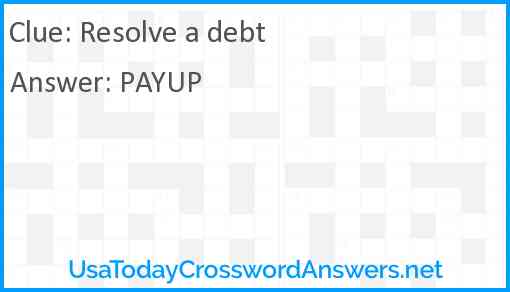 Resolve a debt Answer