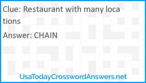 Restaurant with many locations Answer