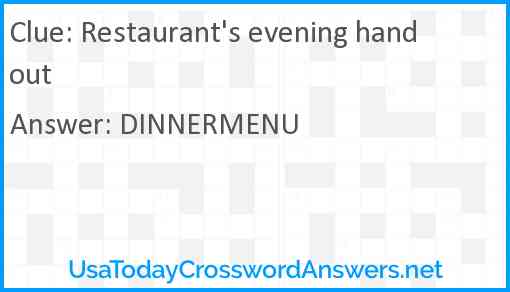 Restaurant's evening handout Answer