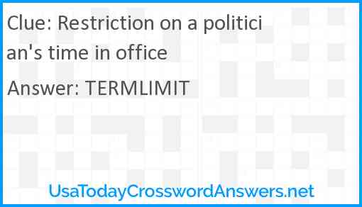 Restriction on a politician's time in office Answer