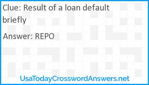 Result of a loan default briefly Answer