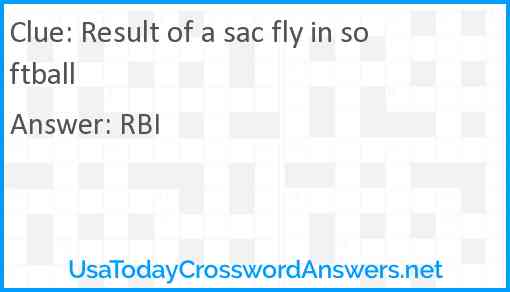 Result of a sac fly in softball Answer