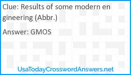 Results of some modern engineering (Abbr.) Answer