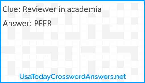 Reviewer in academia Answer